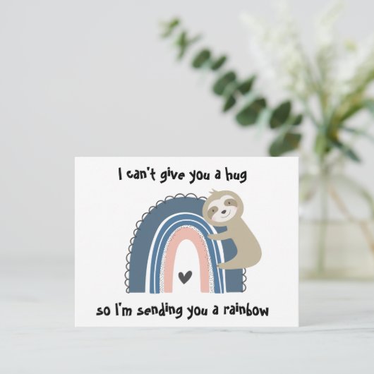 Denken Sie an Ihre Rainbow Sloth Post Card Postkarte (Stehend Vorderseite)