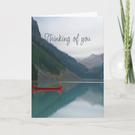 Denken Sie an Ihre Red Canoe Calm Lake Mountains Karte (Vorderseite)