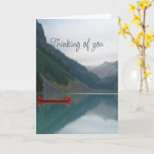 Denken Sie an Ihre Red Canoe Calm Lake Mountains Karte (Gelbe Blume)