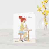 Denken Sie an Ihre Soda Girl Note Card Karte (Gelbe Blume)