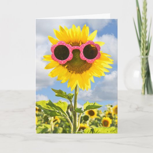 Denken Sie an Ihre Sonnenbrille an Sonnenblumen Karte (Vorderseite)