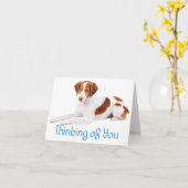 Denken Sie an Ihren Brittany Spaniel Welpe Hund Karte (Gelbe Blume)