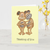 Denken Sie an Ihren Cartoon Monkey, der Sie umarme Karte (Gelbe Blume)