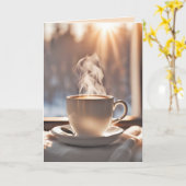 Denken Sie an Ihren Kaffee im Winter Karte (Gelbe Blume)