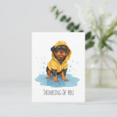 Denken Sie an Ihren Rottweiler, der Regenmantel tr Postkarte (Stehend Vorderseite)