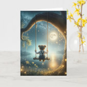 Denken Sie an Ihren Teddy Bär auf dem Schwung Karte (Gelbe Blume)