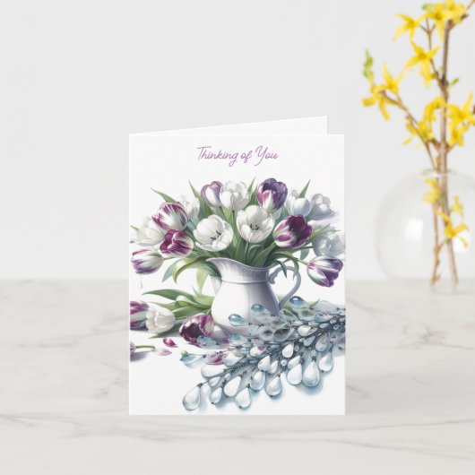 Denken Sie an Ihren weißen Pitcher der Tulips-Kart Karte (Gelbe Blume)