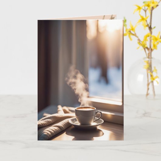 Denken Sie an Kaffee für Fenster Karte (Gelbe Blume)