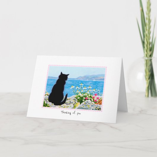 Denken Sie an Katze am Meer Personalisiert Karte (Vorderseite)