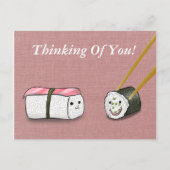 Denken Sie an Kawaii Sushi Rolls Postkarte (Vorderseite)