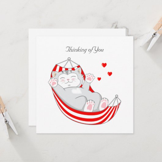 Denken Sie an Kitty Cat mit Herz in Hammock Karte (Vorderseite/Rückseite Beispiel)