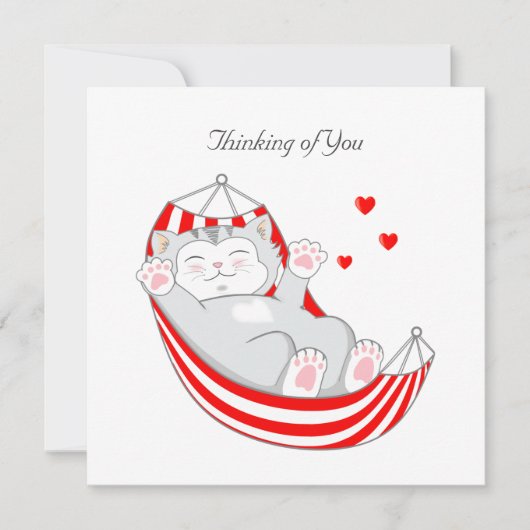 Denken Sie an Kitty Cat mit Herz in Hammock Karte (Vorderseite)