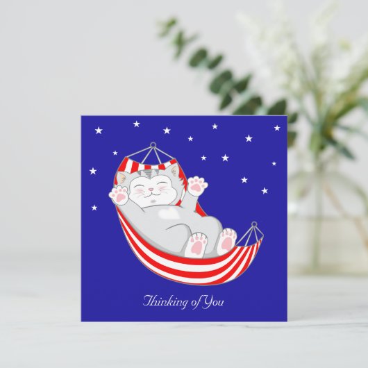 Denken Sie an "Kitty Cat with Hearts in Hammock C" Karte (Stehend Vorderseite)