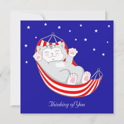 Denken Sie an "Kitty Cat with Hearts in Hammock C" Karte (Vorderseite)