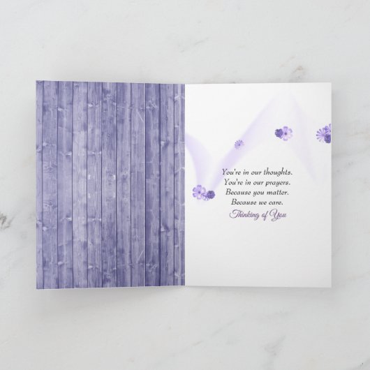 Denken Sie an Lila Holz Karte (Innenseite)