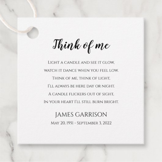 Denken Sie an meine Feier der Foto-Kerze des Leben Geschenkanhänger (Vorderseite)