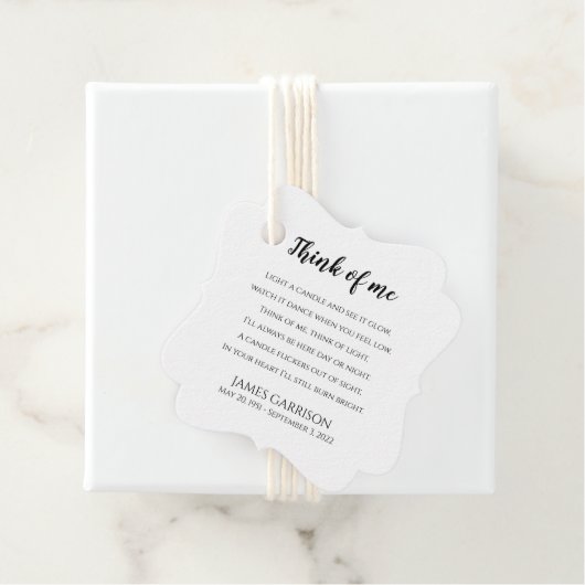 Denken Sie an meine Feier zur Lebenskerze Geschenkanhänger (Beispiel)