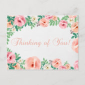 Denken Sie an Pastel Hübsch Pink Floral Postkarte (Vorderseite)