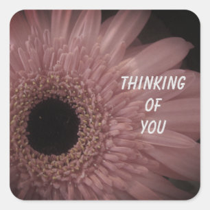 Denken Sie an Pink Blume Foto floral Quadratischer Aufkleber