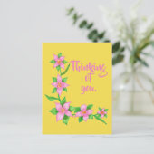 Denken Sie an Pink Blume L Design auf Postkarten (Stehend Vorderseite)