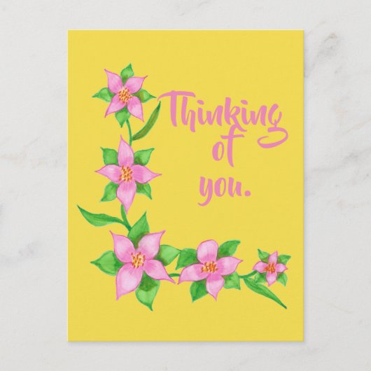 Denken Sie an Pink Blume L Design auf Postkarten (Vorderseite)