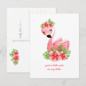 Denken Sie an Pink Flamingo Tropical Blume Pos Postkarte (Vorne/Hinten)