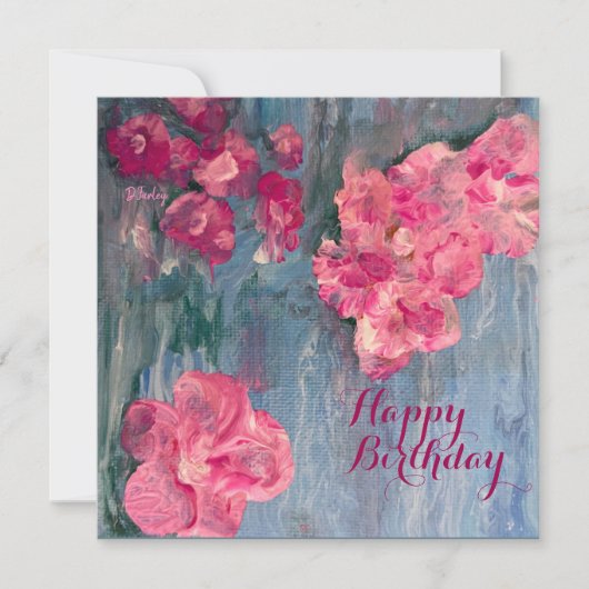 Denken Sie an Pink Flat Birthday Card Dankeskarte (Vorderseite)