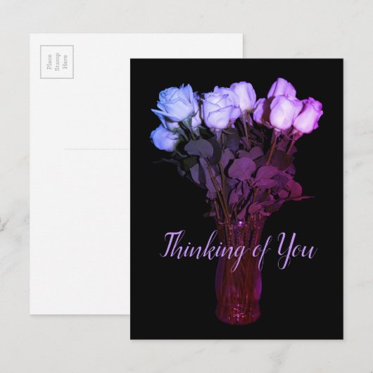 Denken Sie an Pink Lila Rose Blumenfotografie Postkarte (Vorne/Hinten)