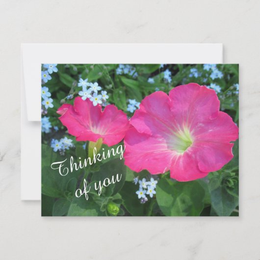 Denken Sie an Pink Petunia Floral Flat Card (Vorderseite)