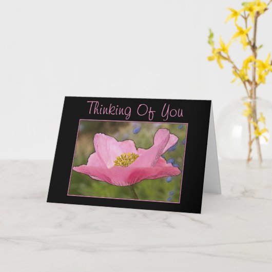 Denken Sie an Pink Poppy Blume Fotograf Karte (Gelbe Blume)