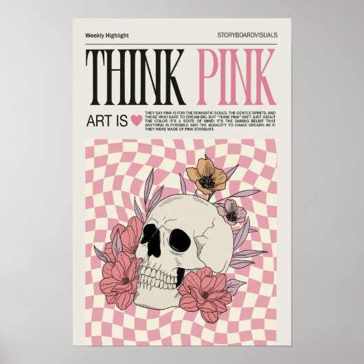 Denken Sie an Pink Wall Art Trendposter, Skull Pos Poster (Vorne)
