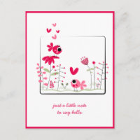 Denken Sie an Pink Whimsical Pink Birds Blume