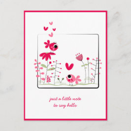 Denken Sie an Pink Whimsical Pink Birds Blume Postkarte