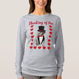Denken Sie an Poodle Red Gray Ladys Tshirt
