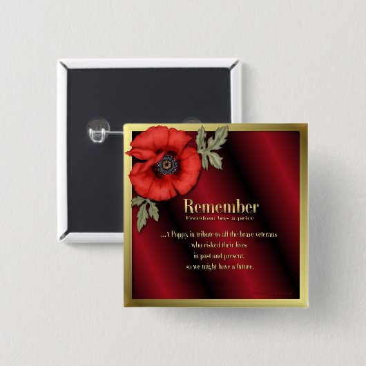 Denken Sie an Poppy Button (Vorne & Hinten)