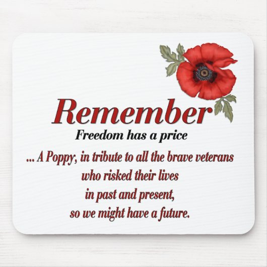 Denken Sie an Poppy Mousepad (Vorne)