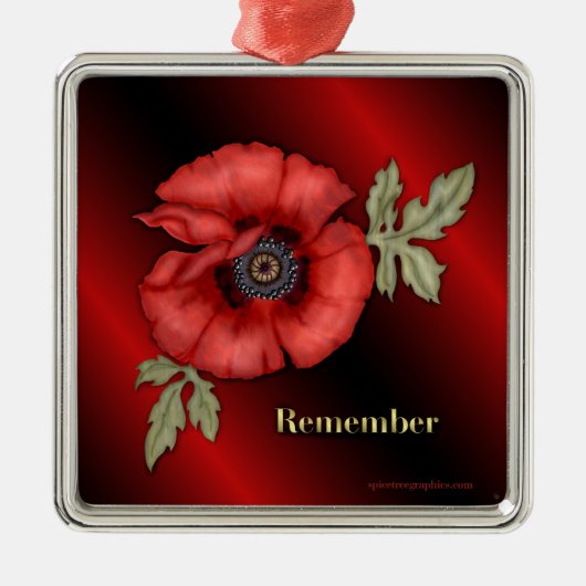 Denken Sie an Poppy Silbernes Ornament (Vorne)