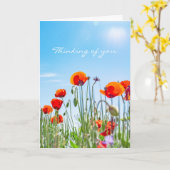 Denken Sie an Red Poppy Blume Modernes Beileid Karte (Gelbe Blume)