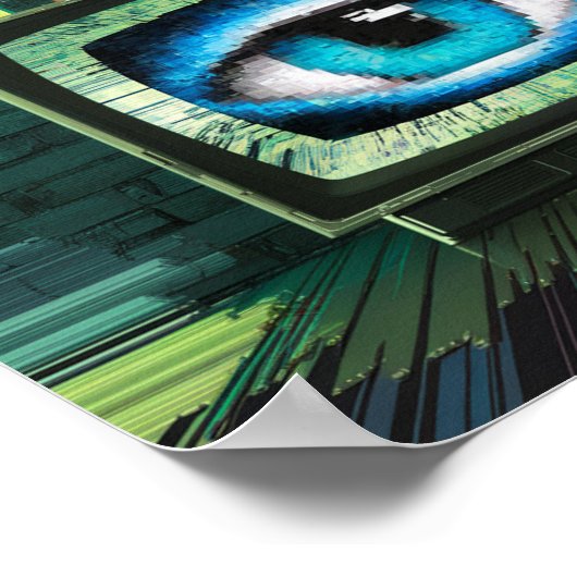 Denken Sie an Retro TV Eyeball Glitch Poster (Ecke)