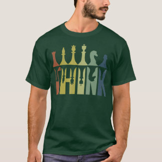 Denken Sie an Retro-Vintage-Schachfiguren Spieler- T-Shirt