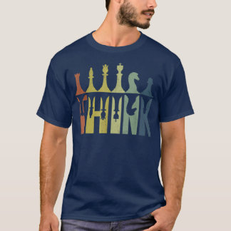 Denken Sie an Retro-Vintage-Schachfiguren Spieler- T-Shirt