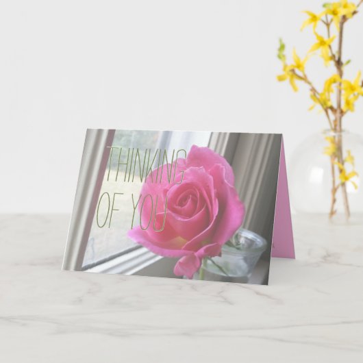 Denken Sie an Rosa Rose Karte (Gelbe Blume)