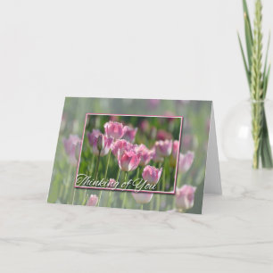 Denken Sie an rosa Tulips Karte