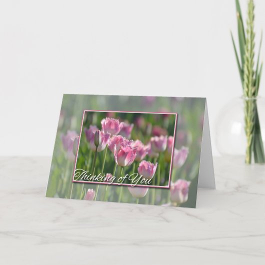 Denken Sie an rosa Tulips Karte (Vorderseite)