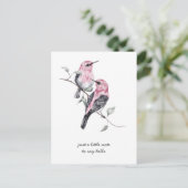 Denken Sie an rosa und graue tropische Vögel Postkarte (Stehend Vorderseite)
