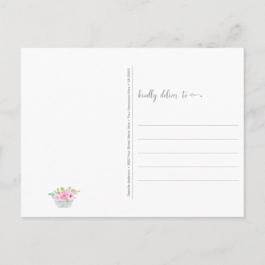 Denken Sie an rosa weiße Blume im Wassersport Postkarte (Rückseite)