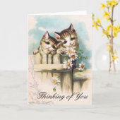 Denken Sie an Sie - 2 niedliche Kätzchen Karte (Gelbe Blume)