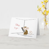 Denken Sie an Sie Affen mit Handy Miss Sie Karte (Gelbe Blume)