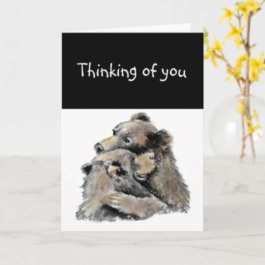 Denken Sie an Sie, Bär Hug Tier Jemand Cares Karte (Gelbe Blume)