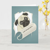 Denken Sie an Sie bei der Uni, Mops Hund Karte (Gelbe Blume)